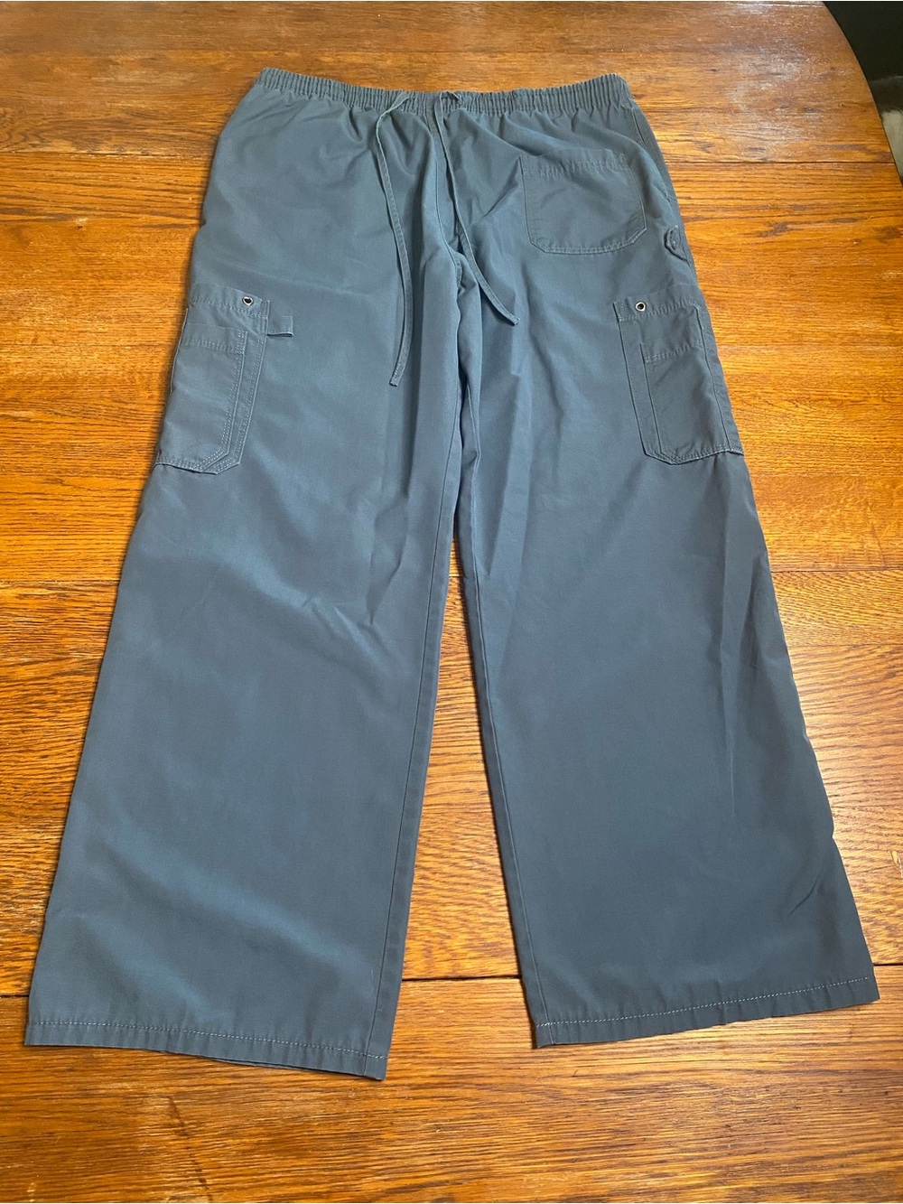 Women's Straight-Leg Utility Pants in Slate Gray with Drawstring Waist